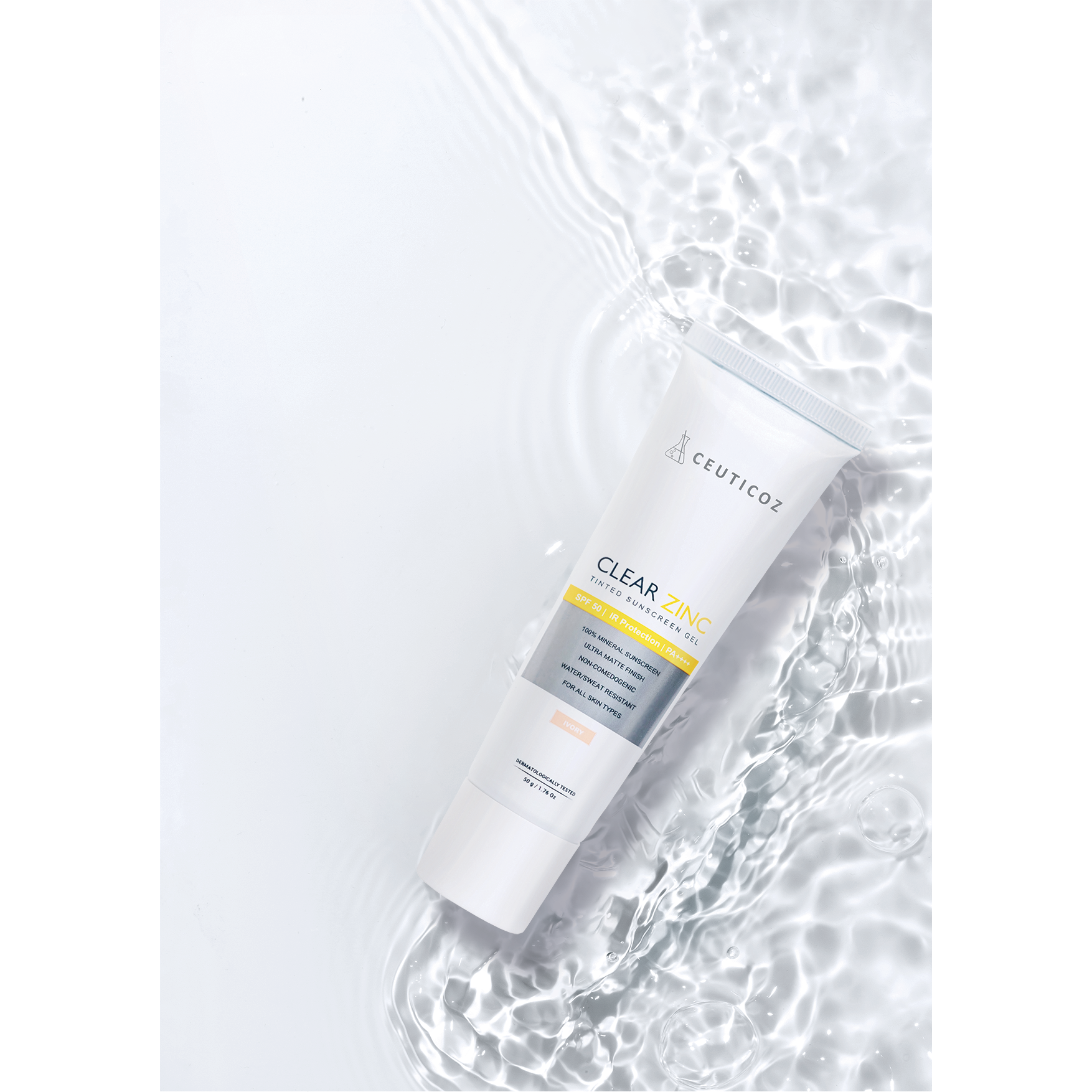 Clear Zinc Tinted Sunscreen Gel 50g  - Ivory