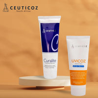 Combo- Ceuticoz Curalite Exfoliating Face Wash & Uvicoz Aqua Gel Sunscreen Spf 30+